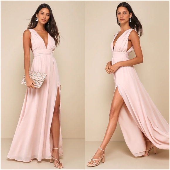 LULU’S Heavenly Hues Blush Maxi Dress - Picture 1 of 8